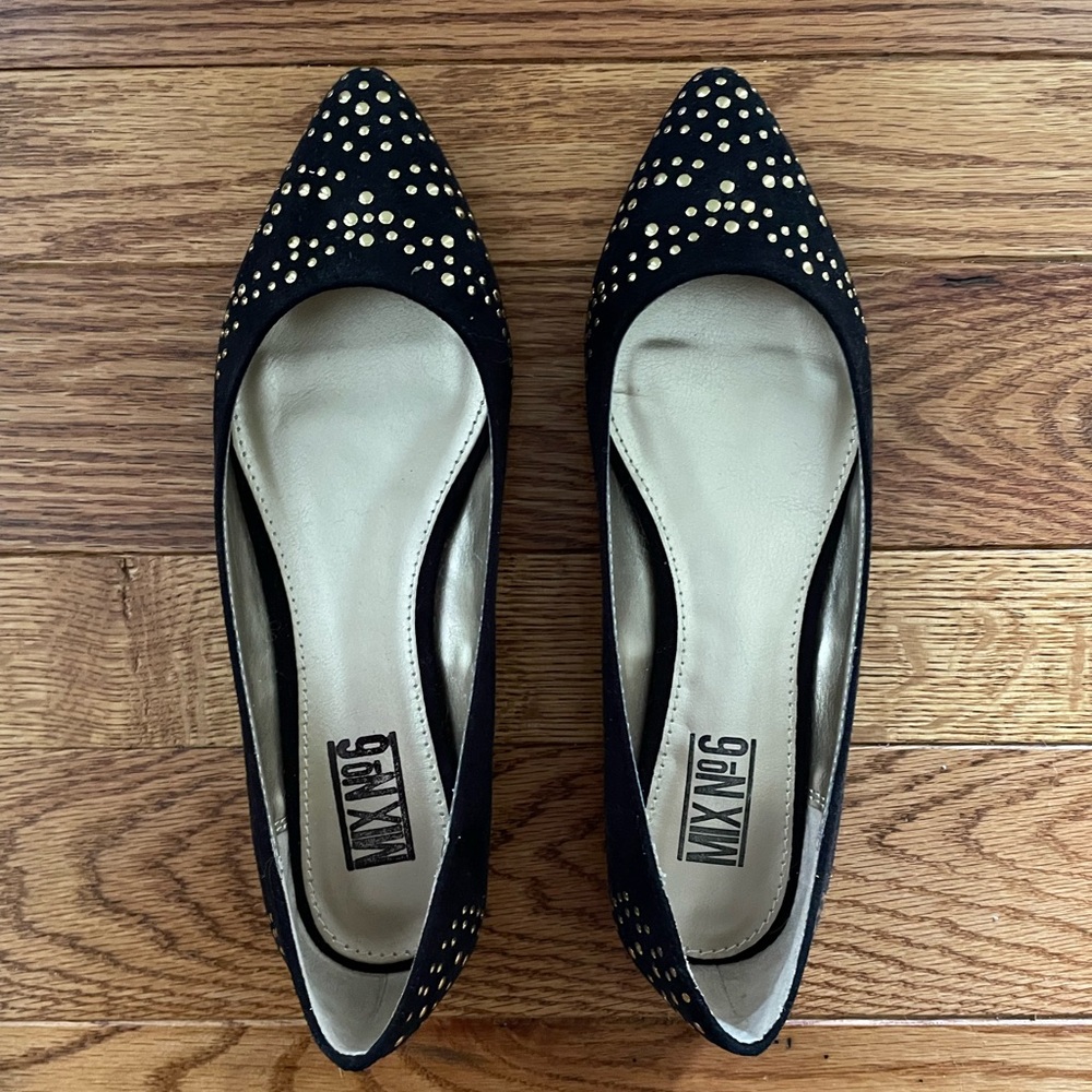 Black and Gold Ballet Flats, Never Worn 6.5